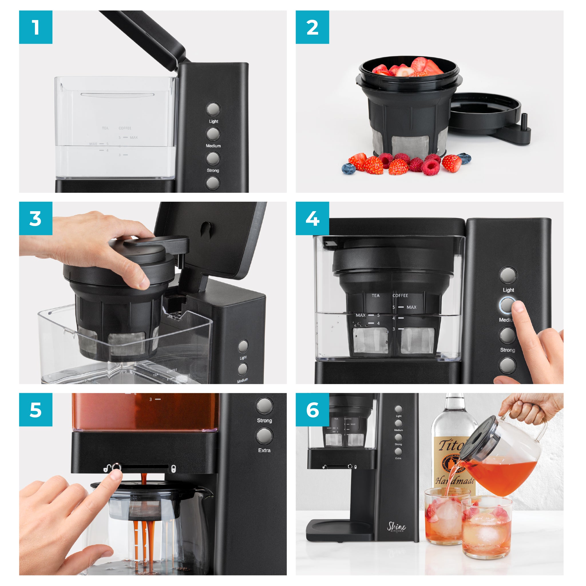 Shine Kitchen Co.® Rapid Infuser with Vacuum Extraction Technology - Premium Cold Brew Coffee Maker for Home & Office - Perfect for Iced Coffee, Tea & Cocktails