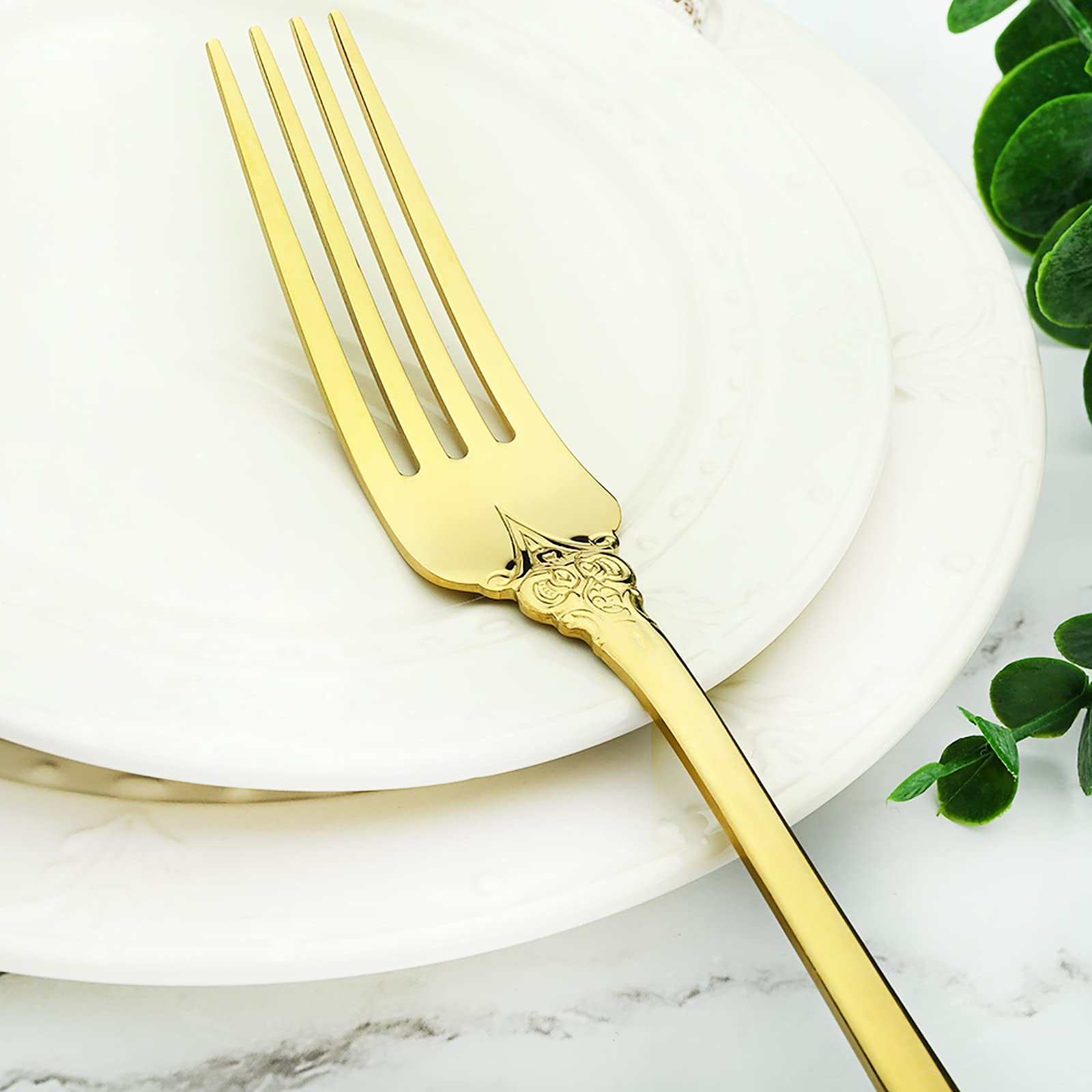 Gugrida 24-Piece Mirror Gold Silverware Set - 18/10 Stainless Steel Flatware for 6 - Elegant Cutlery Set for Home & Restaurant - Dishwasher Safe - Perfect for Dinner Parties, Weddings & Fine Dining