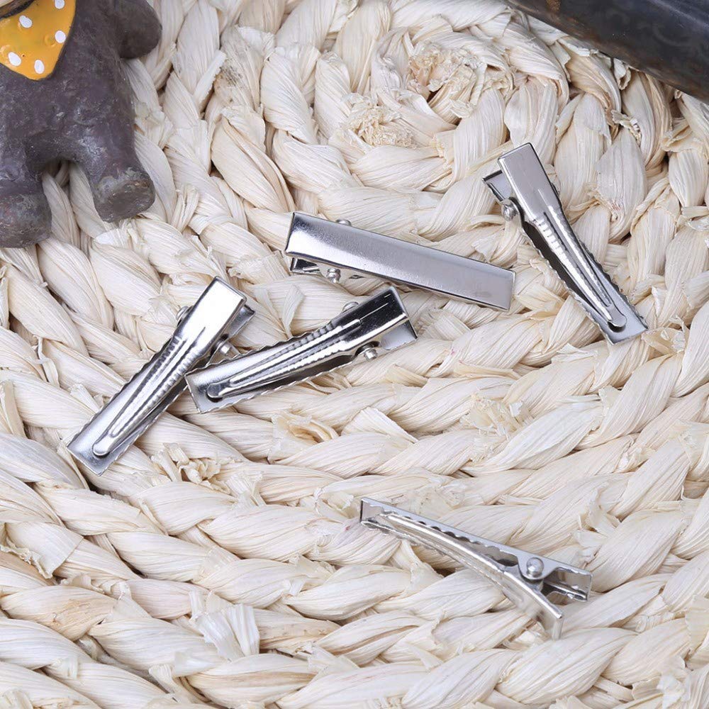 Zhongjiuyuan 300PCS (4.6cm) Metal Hair Alligator Clips - DIY Barrettes, Teeth Hair Clips, Flat Single Prong Clips for Styling, Braiding, Extensions & Salon Use - Perfect for Hairdressing, Cosplay & Craft Projects