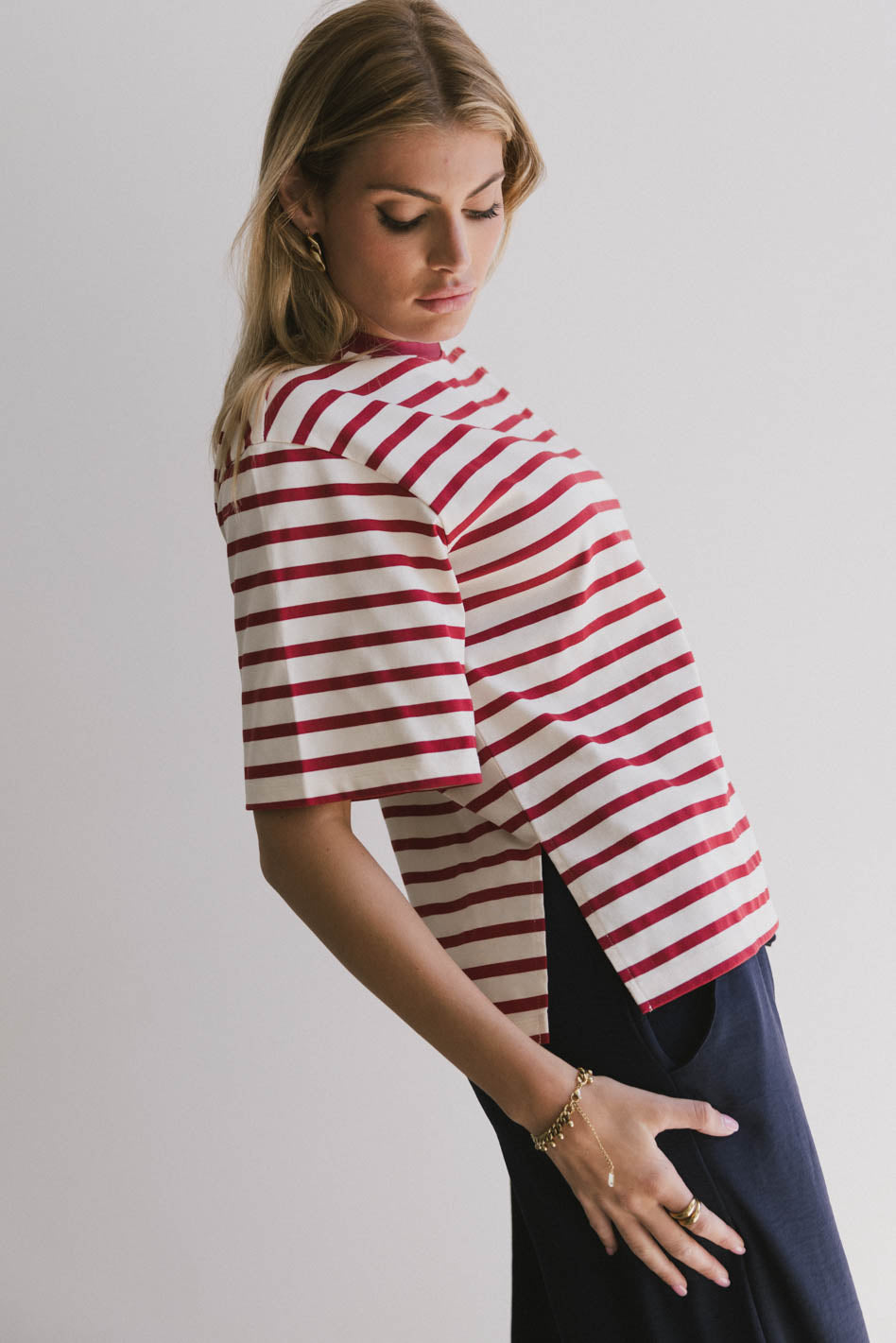 Freddie Striped Tee in Red | Soft Cotton Men's T-Shirt | Casual & Comfortable Wear | Perfect for Everyday Outfits, Summer Styling, and Layering
