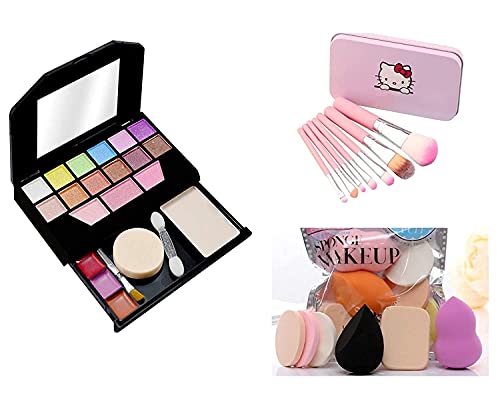 MISSDOLL 6171 Color Icon Makeup Kit for Girls - 7 Piece Makeup Brush Set & ProTya Beauty Blender Sponge | Perfect for Birthday Gifts, Teen Makeup Practice & Dress-Up Play