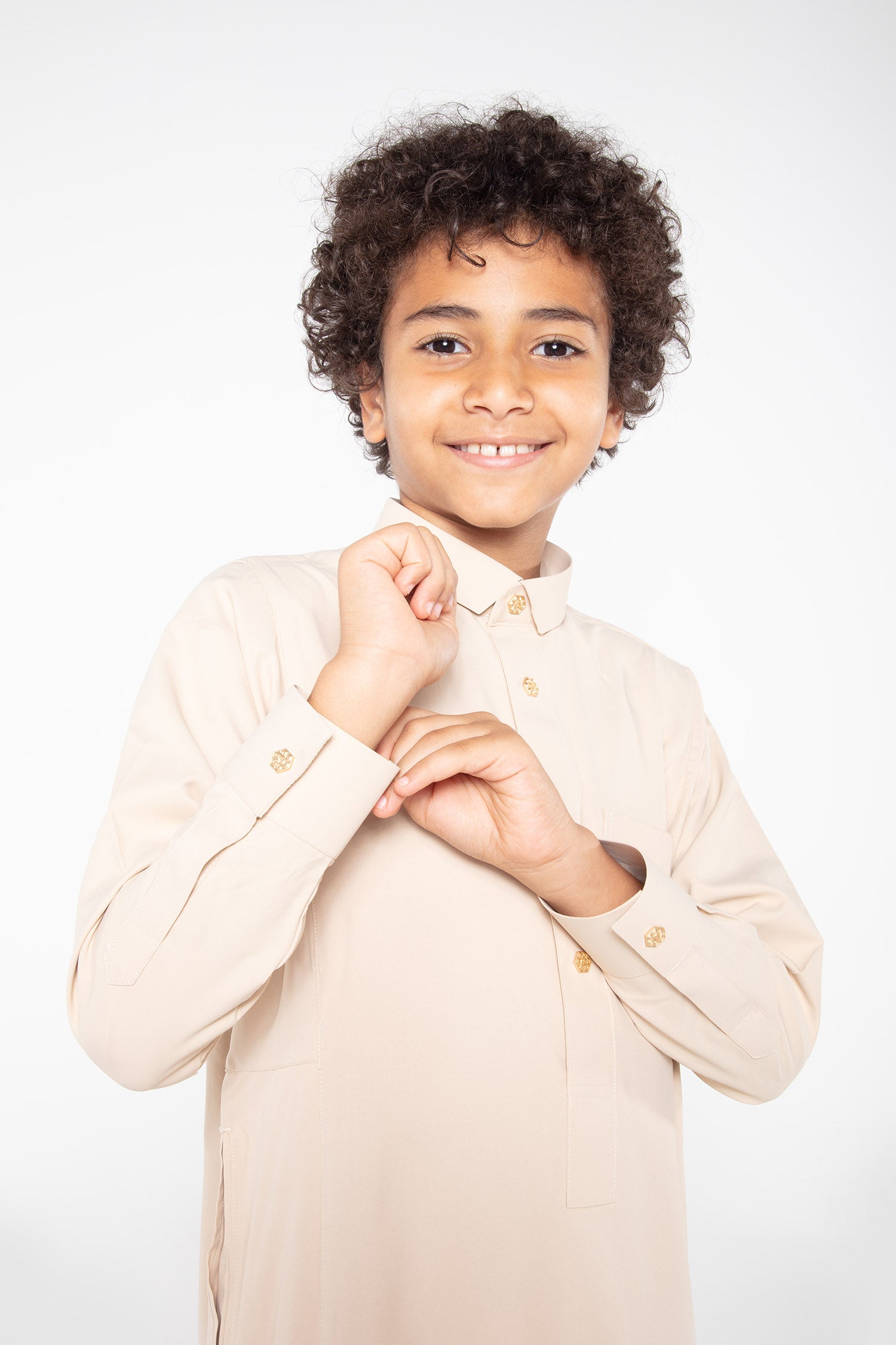 J109 Boys Cashmere Tuxedo Thobe - Premium Formal Wear for Special Occasions | Perfect for Weddings, Eid Celebrations & Family Gatherings