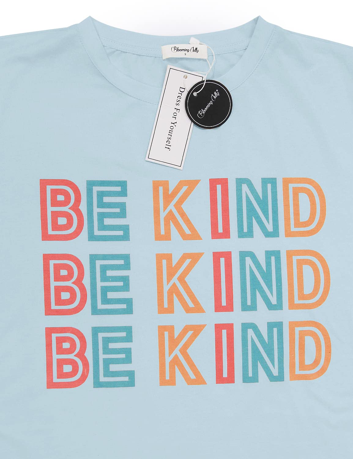 Blooming Jelly Women's 'Be Kind' Graphic T-Shirt - Short Sleeve Loose Fit Casual Tee for Summer | Cute Funny Teacher Outfit & Everyday Wear