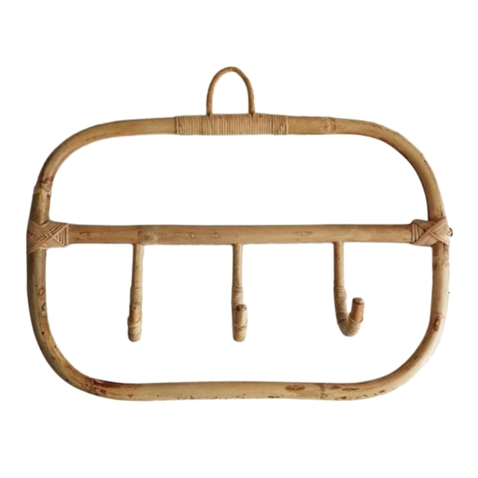 Nordic Vintage Rattan Wall Hooks - 3 Pack Natural Wooden Clothes Hangers for Home, Hotel & Dorm Decor | Stylish Hat & Coat Hanging Hooks | Perfect for Bedroom, Entryway & Bathroom Organization