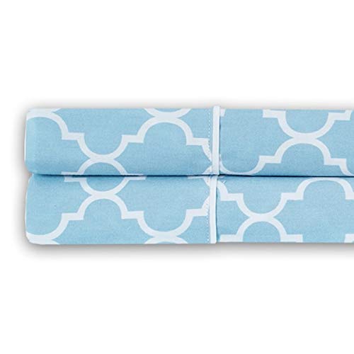 Royal Tradition Meridian 340-Thread-Count 100% Cotton King Size Pillowcase Set of 2 - Blue & White Stripe - Luxury Bedding for Home, Hotel & Guest Room Decor