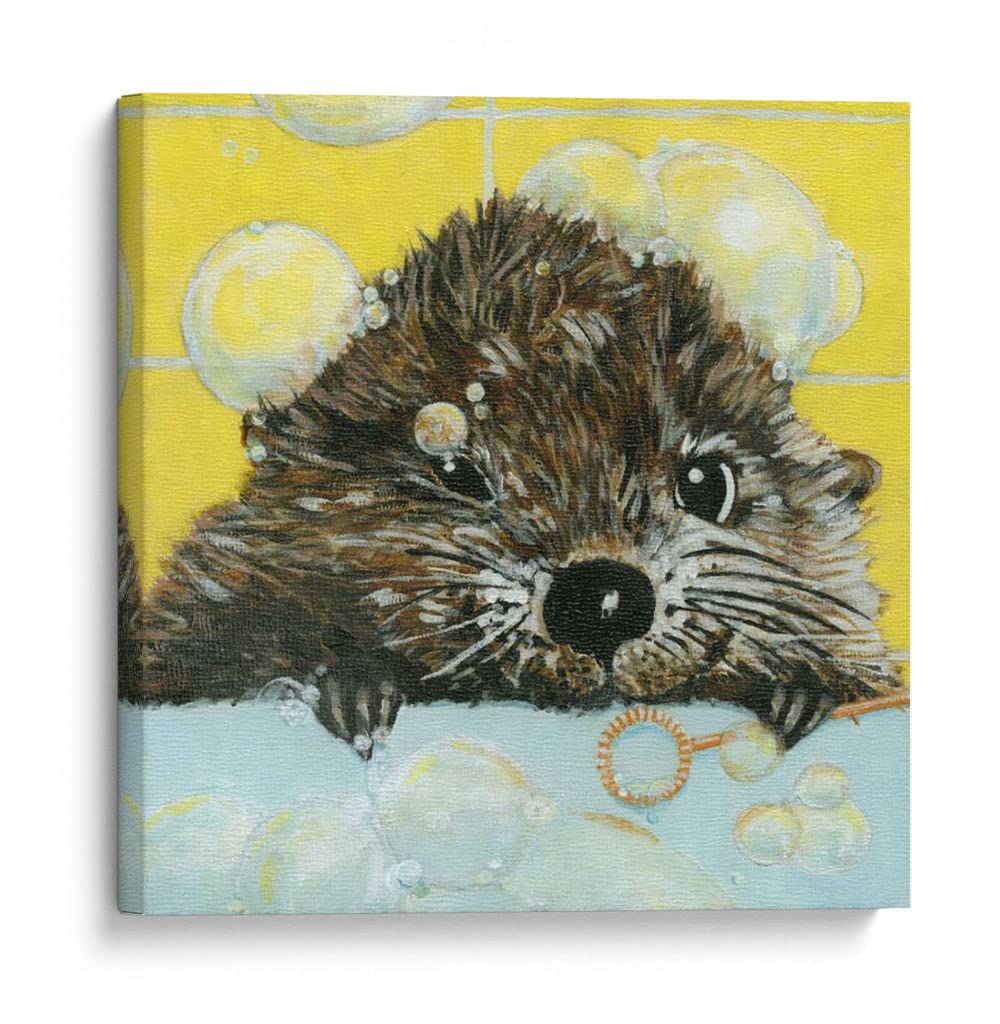 Canvas Wall Art Decor Bubbles - Olivia by Artist Dlynn Roll | 8x8 Inch Animal & Nature Themed Painting | Perfect for Bathroom, Living Room & Bedroom Decor