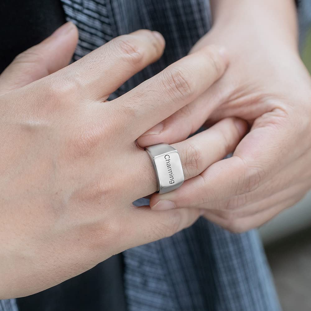 Custom Engraved Stainless Steel Wedding Band Rings for Men - Perfect Gift for Husband, Dad, Boyfriend - Comfort Fit & Durable for Daily Wear
