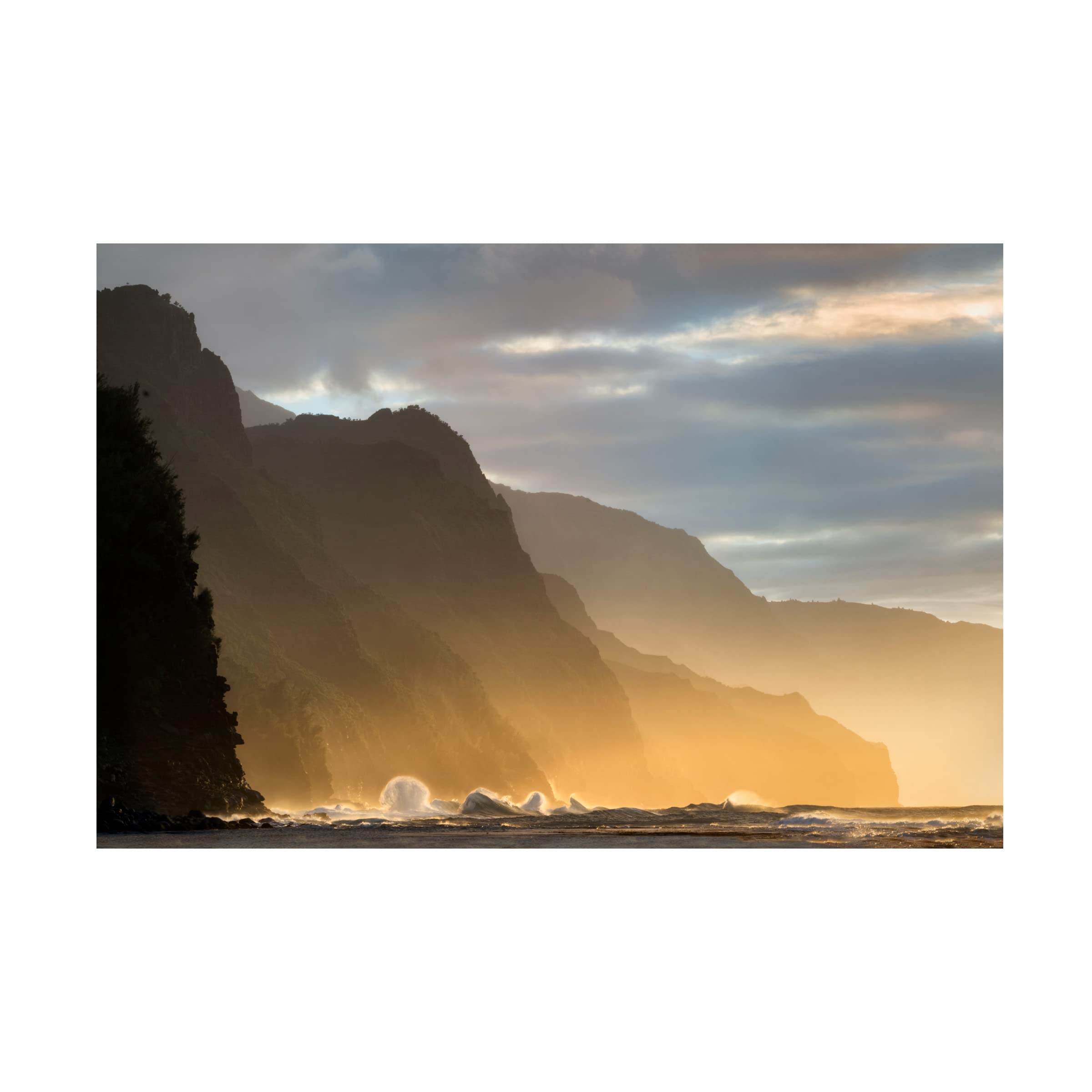 Dennis Frates Rocky Coast At Dusk 1 Canvas Wall Art Print - Coastal Landscape Painting for Living Room, Bedroom & Office Decor
