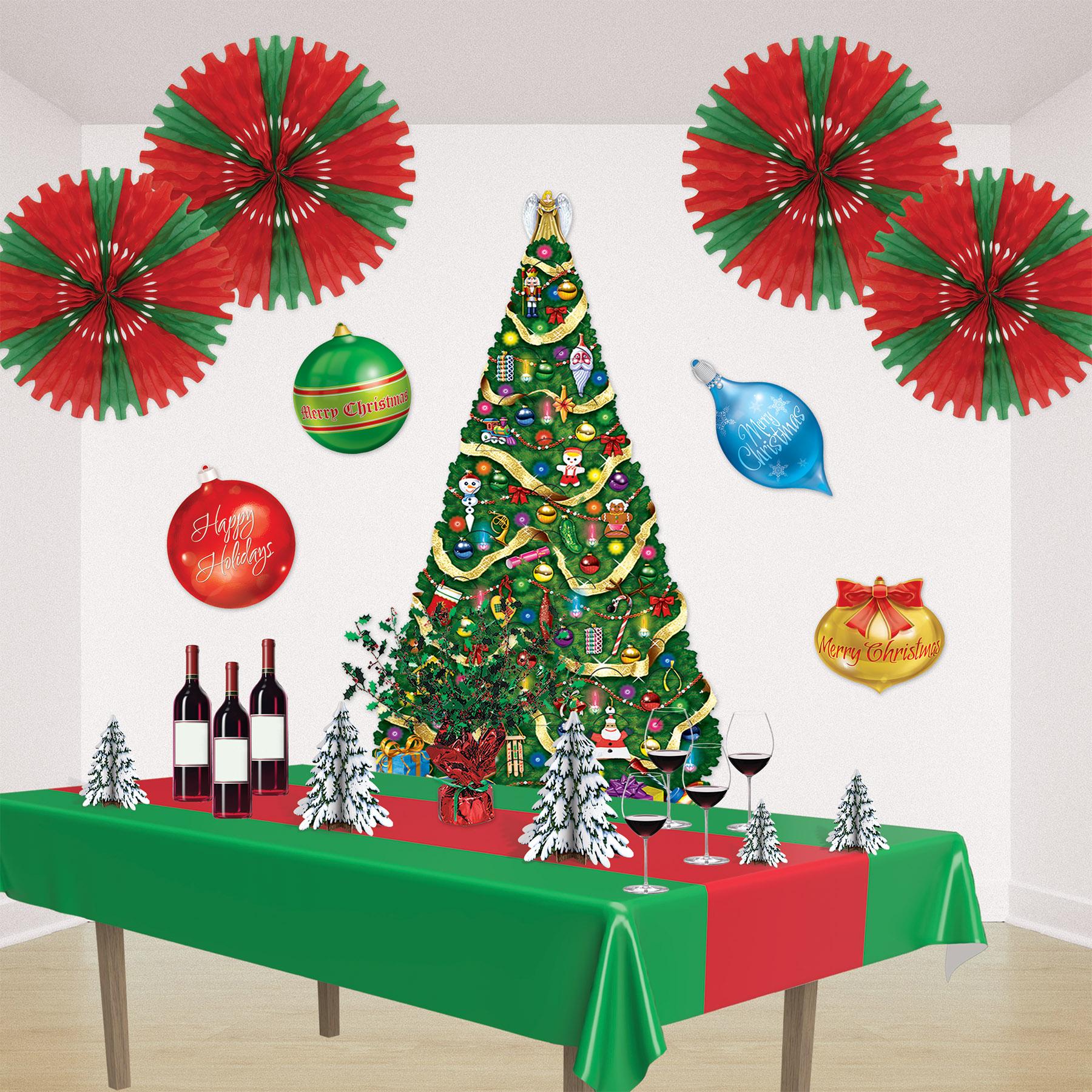 12 Pack Beistle Christmas Tissue Fans - Red and Green Holiday Party Decorations for Home, Office & Festive Celebrations