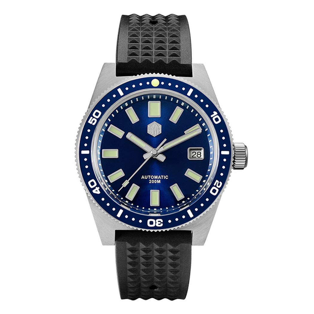 San Martin Men's Automatic Diver Watch - Luxury 62MAS Mechanical Wristwatch with 200M Water Resistance, C3 Luminous, Ceramic Bezel & NH35 Movement - Perfect for Scuba Diving, Snorkeling and Outdoor Adventures