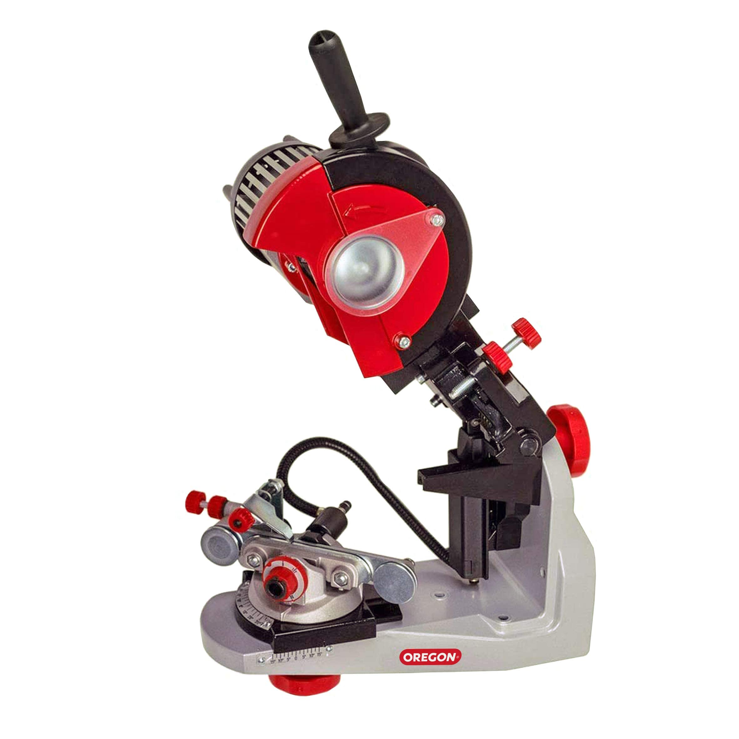 Oregon Professional 120-Volt Bench Grinder with Hydraulic Clamping - Universal Saw Chain Sharpener & Adjustable Tripod Stand | Heavy-Duty Portable Chainsaw Sharpening Station for Workshop, Garage & Outdoor Use
