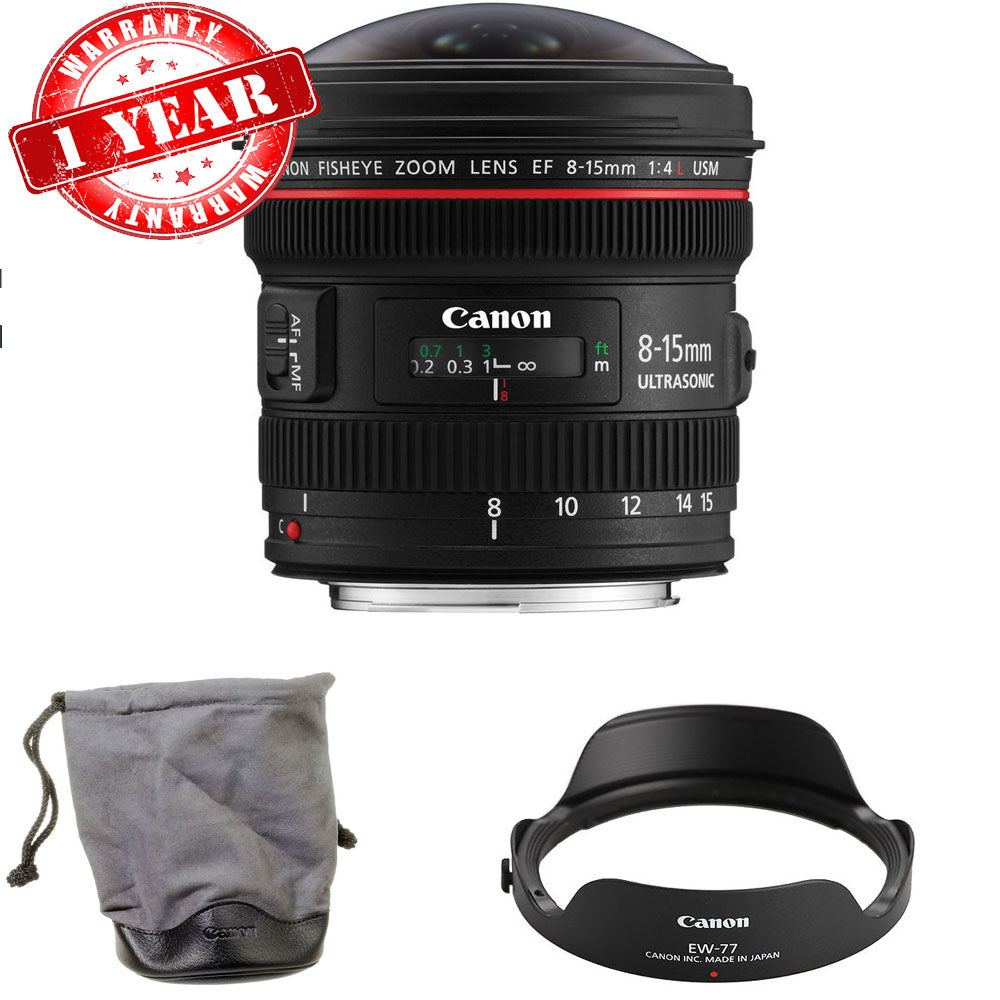 Canon EF 8-15mm f/4L Fisheye USM Lens for DSLR Cameras - Ultra Wide Angle Photography, Vlogging & Creative Shots (USA Version)