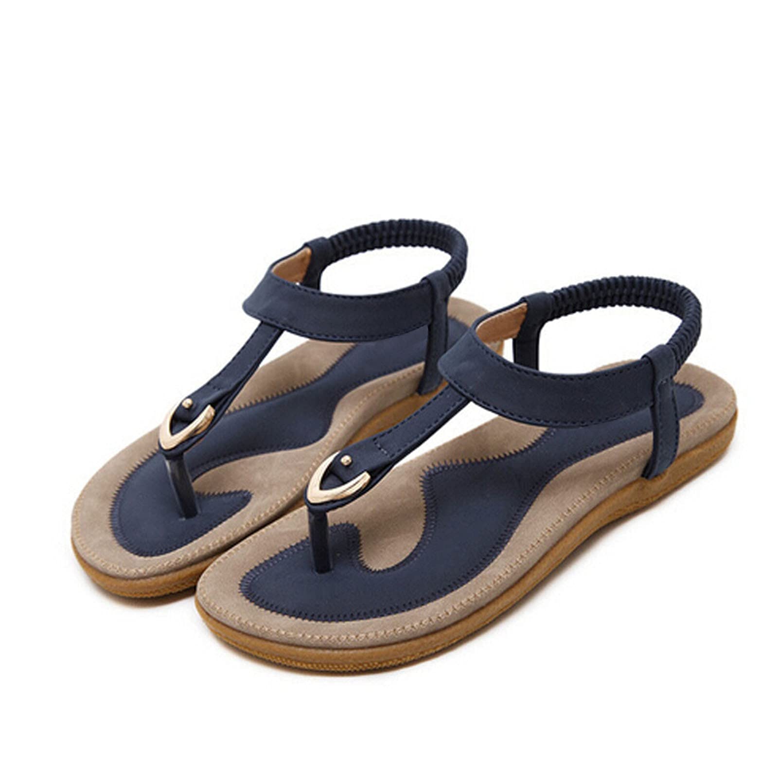 Boho Women's Flat Sandals - Large Size Casual Beach Shoes for Summer