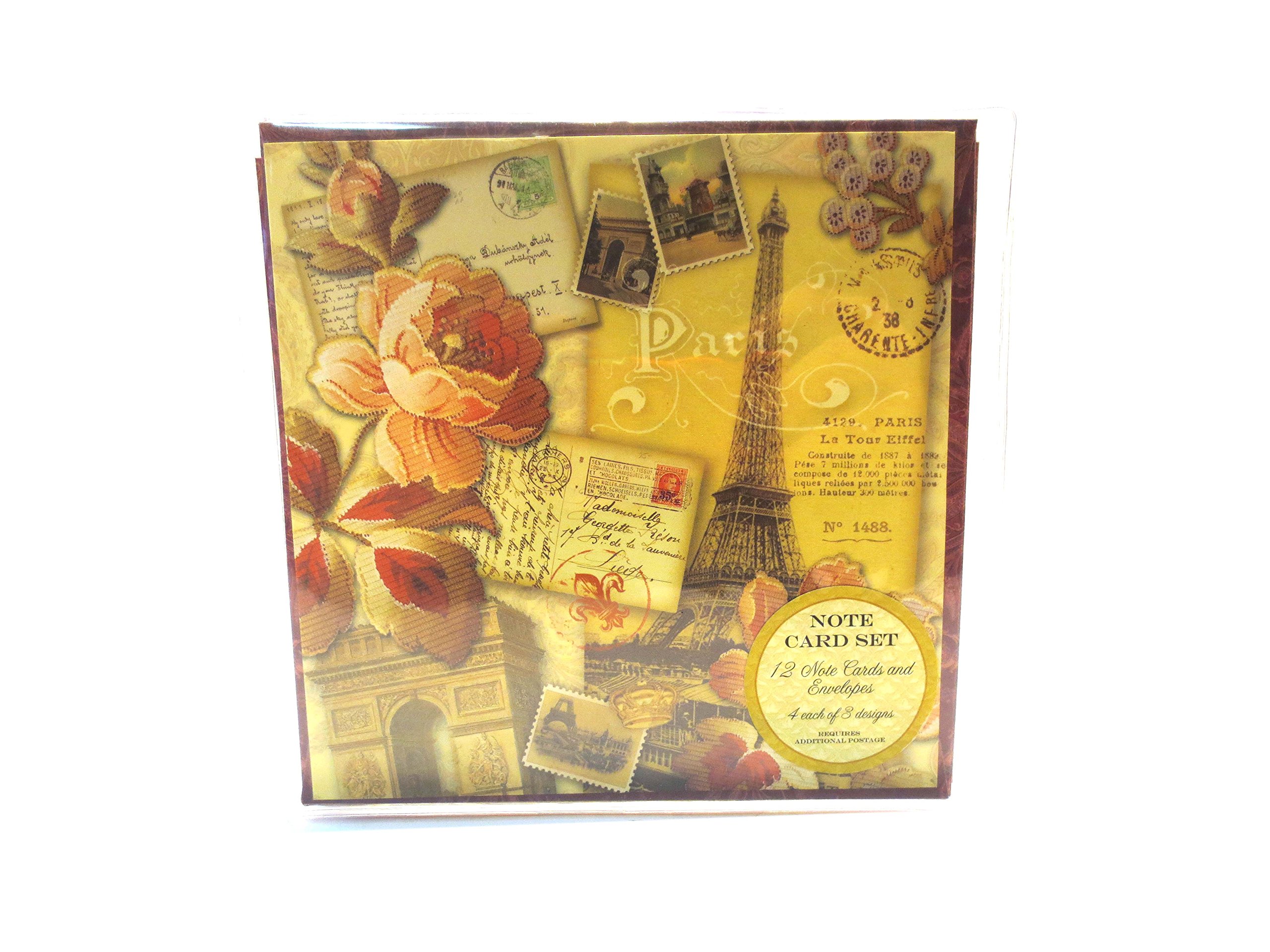 Unique 6x6 Paris Themed Note Cards Set - 12 Premium Quality Cards with 3 Elegant Designs & Matching Envelopes | Perfect for Thank You Notes, Wedding Invitations & Special Occasions