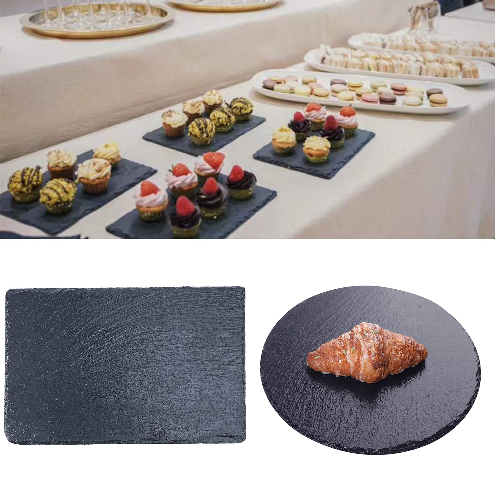Natural Slate Cheese Board - Charcuterie Serving Platter for Appetizers, Cheese, Desserts, Tapas & Sushi | Perfect for Dinner Parties, Wine Tastings & Charcuterie Spreads