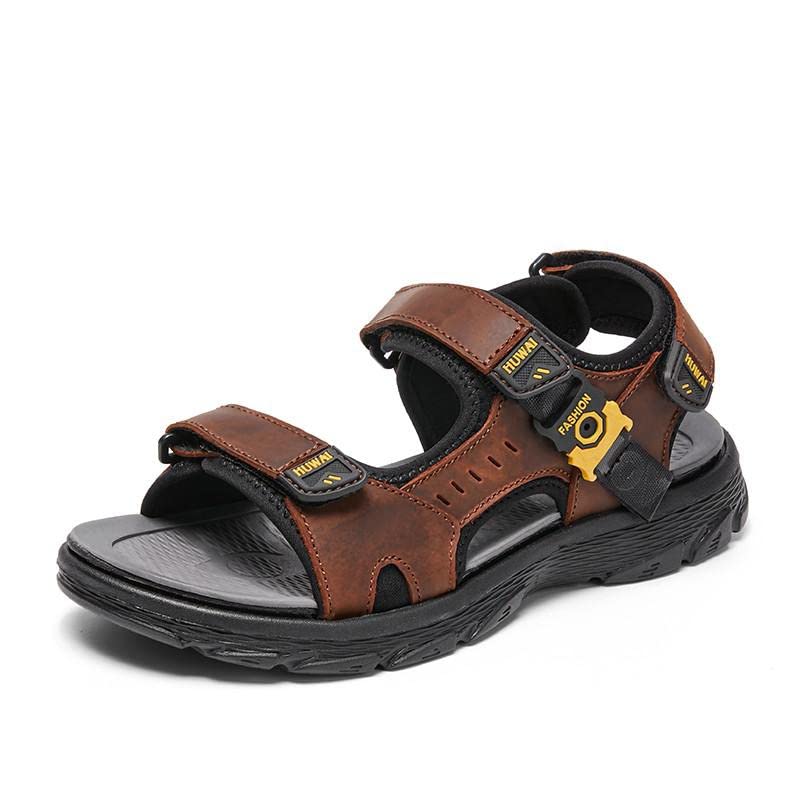 Men's Leather Roman Sandals - Classic Summer Outdoor Sandals for Beach, Water Trekking & Casual Wear | Comfortable Flip Flops & Slippers for Walking, Travel & Relaxation