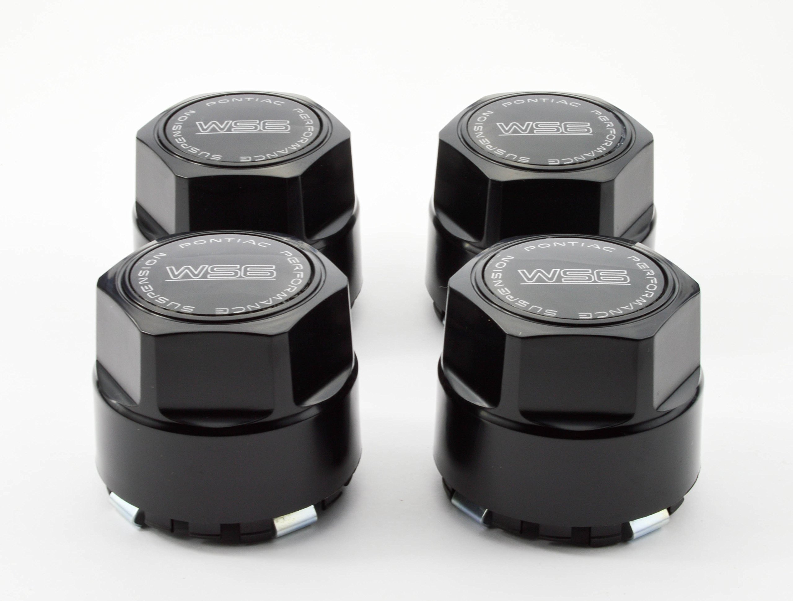 Authentic GM Licensed 1987-1992 Pontiac Firebird Trans Am GTA WS6 Wheel Center Caps - Set of 4 Black Aluminum Hub Caps | Replacement Parts for Classic Car Restoration & Show Car Accessories