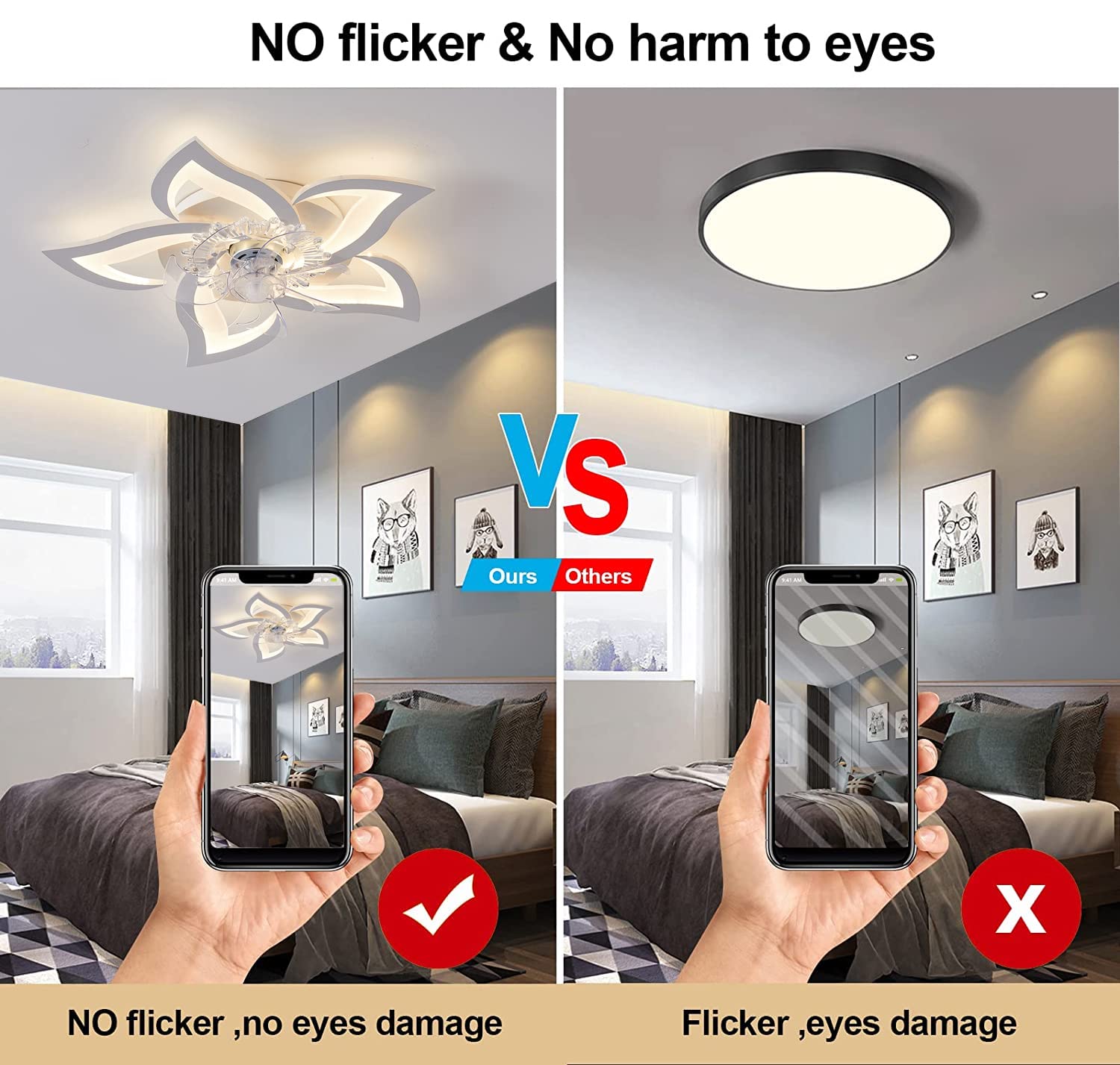 Becailyer 27-inch Modern Ceiling Fan with LED Lights - 50W Dimmable Flower Design Flush Mount Fan Light, 3 Color Temperatures & 6 Speed Settings - Perfect for Living Room, Bedroom, Office, and Indoor Spaces