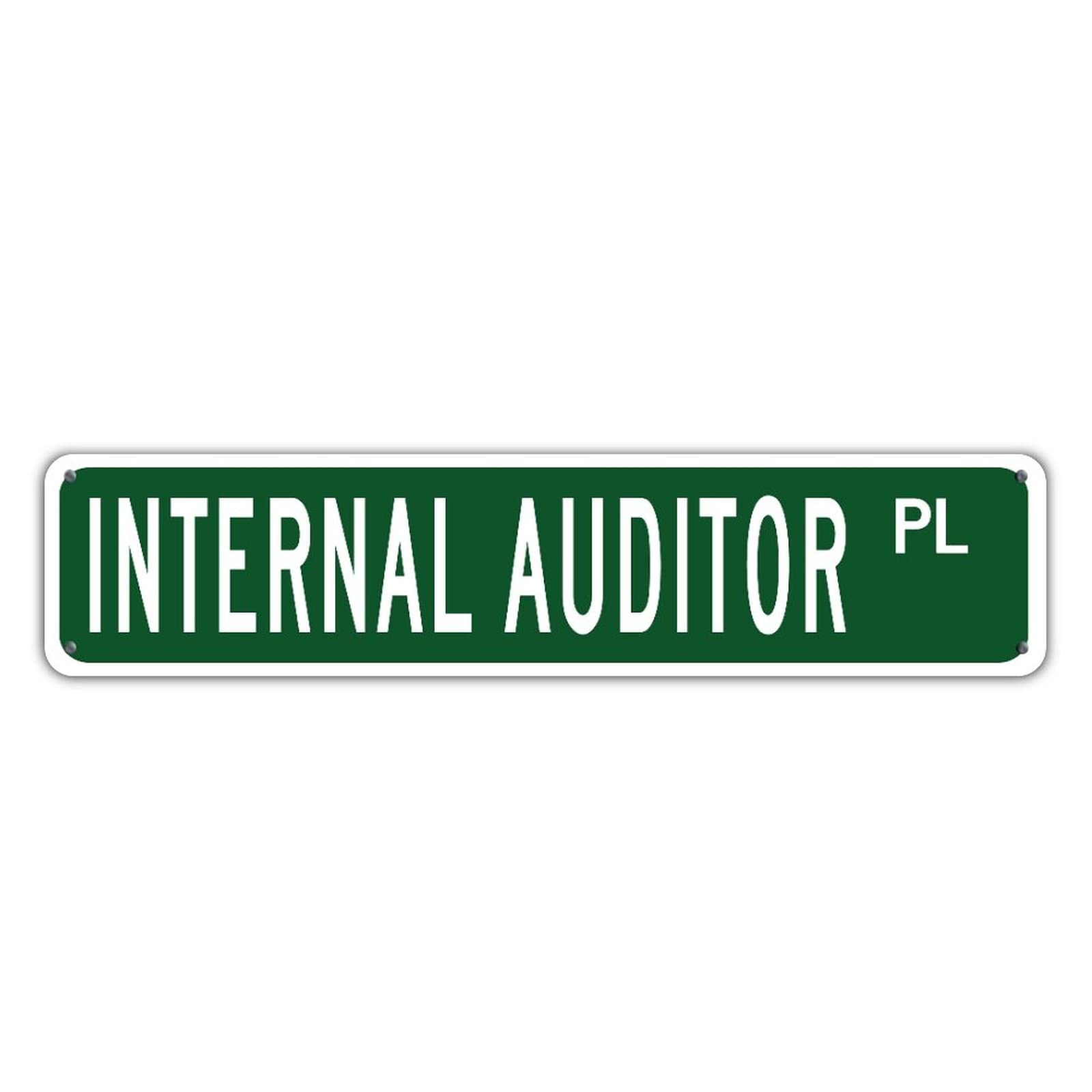 Custom Personalized Internal Auditor PL Oil Paint Green Career Office Sign - Waterproof Aluminum Garage Sign for Street, Garden, Garage, Office & Restaurants - Housewarming Gift (4x18 Inches) - Perfect for Home Decor, Business Branding & Outdoor Signage