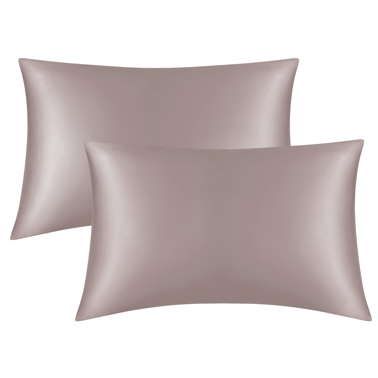 Silk Satin Pillowcase for Hair and Skin Care - 2 Pack Queen Size (20x30 inches) with Envelope Closure - Rose Taupe Color - Perfect for Reducing Hair Frizz & Preventing Wrinkles While Sleeping