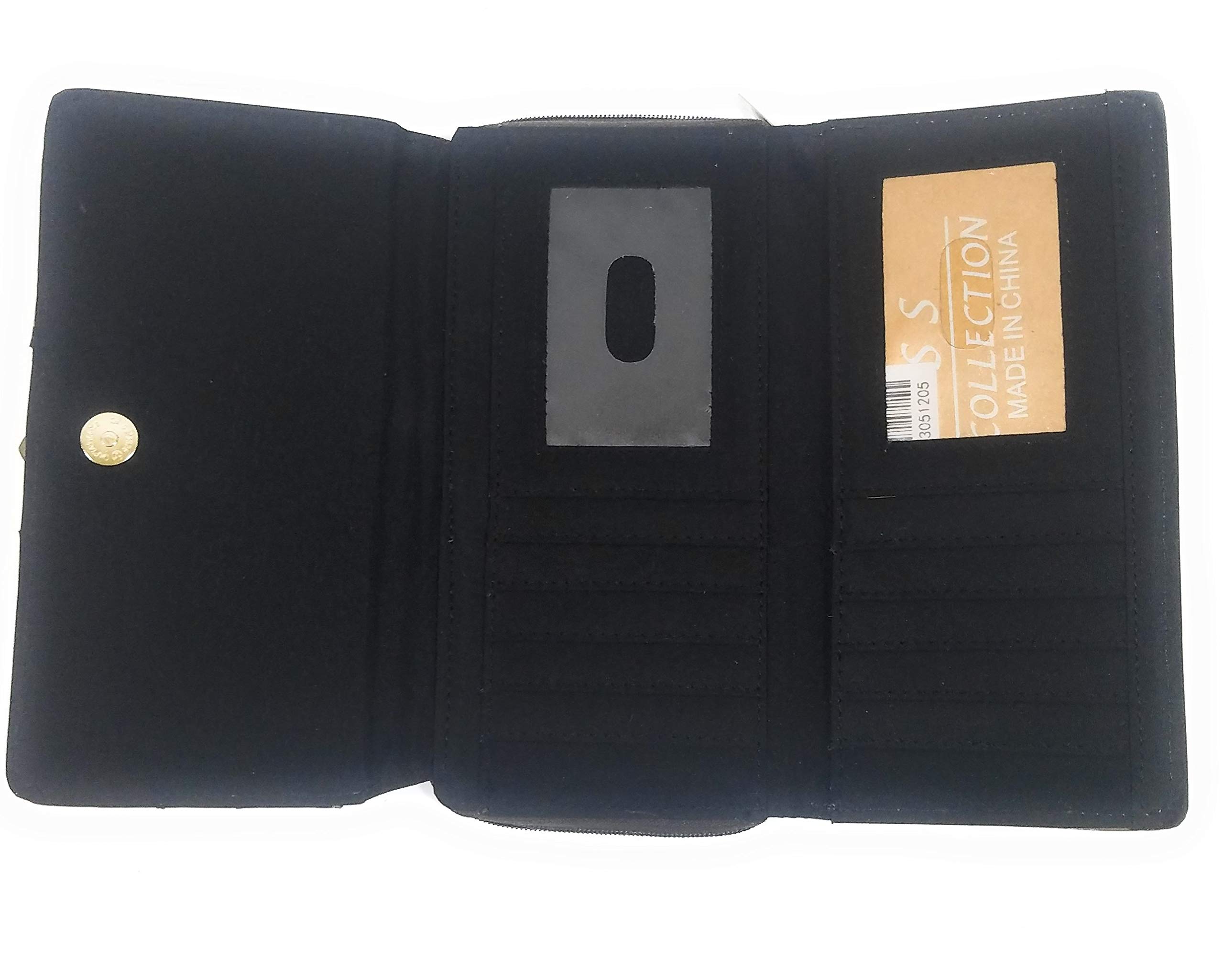 Stylish CKK Rhinestone Bling Buckle Wallet for Women - Elegant Trifold Design with Secure Closure - Perfect for Parties, Dating & Everyday Use