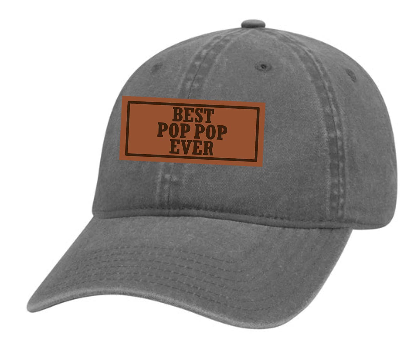 **Best Father's Day Gift for Men - Laser Engraved Leather Patch Twill Buckle Back Hat, Grey - Perfect for Outdoor Activities, Fishing, and Casual Wear**
