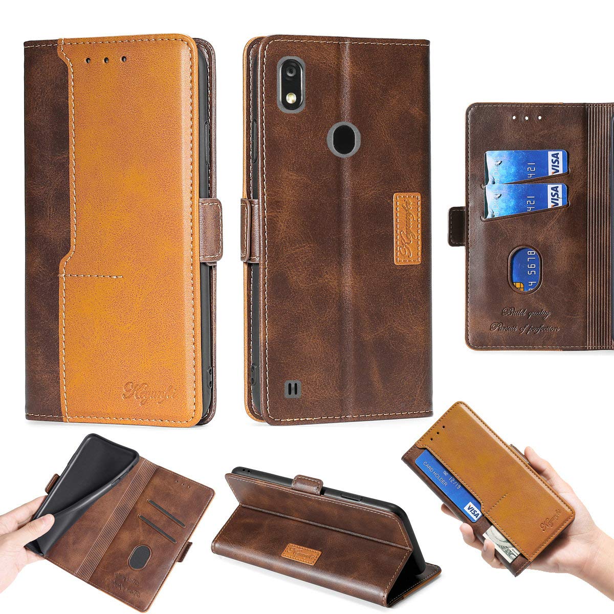 Premium Shockproof Silicone TPU Case with Flip Cover & Stand for ZTE Blade A7 Prime/Blade A7 2020 - Brown | Perfect for Work, Travel & Everyday Protection