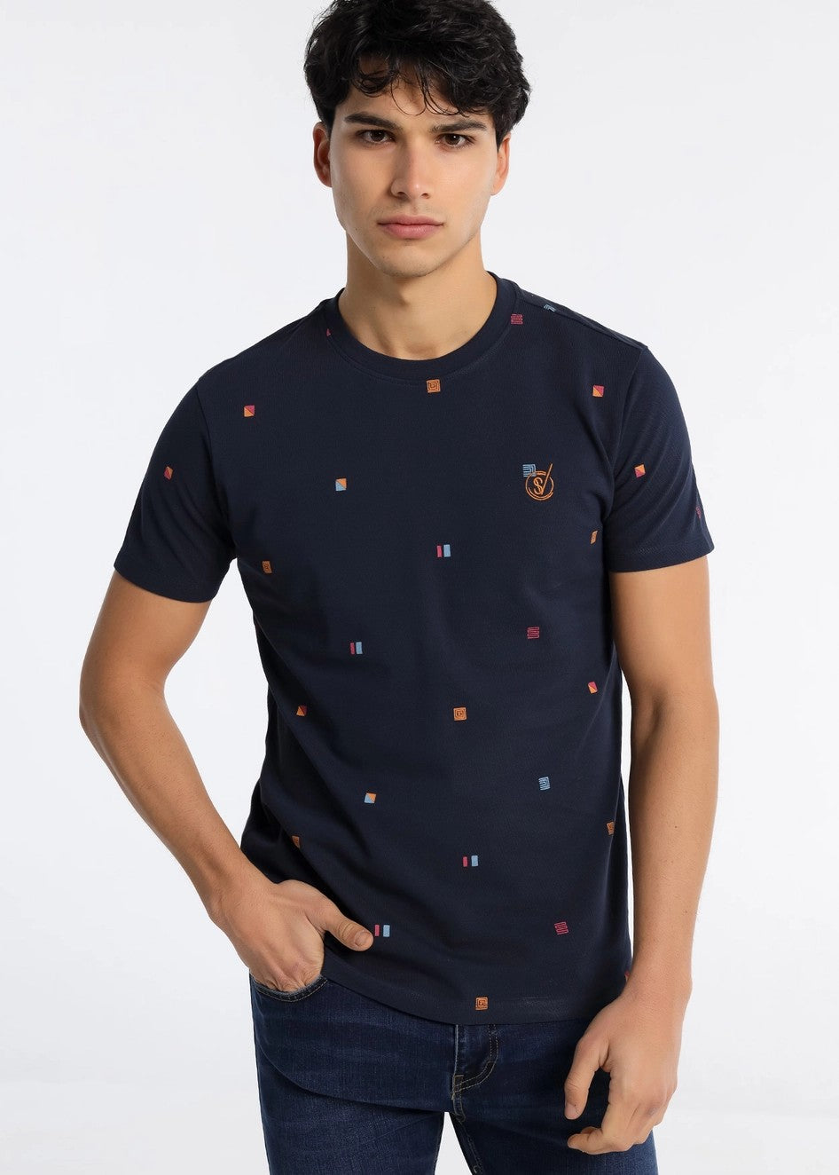 Premium 6-Pack Cotton T-Shirts for Men - Soft Navy Blue Crewneck Tees - Perfect for Casual Wear, Gym, and Everyday Comfort
