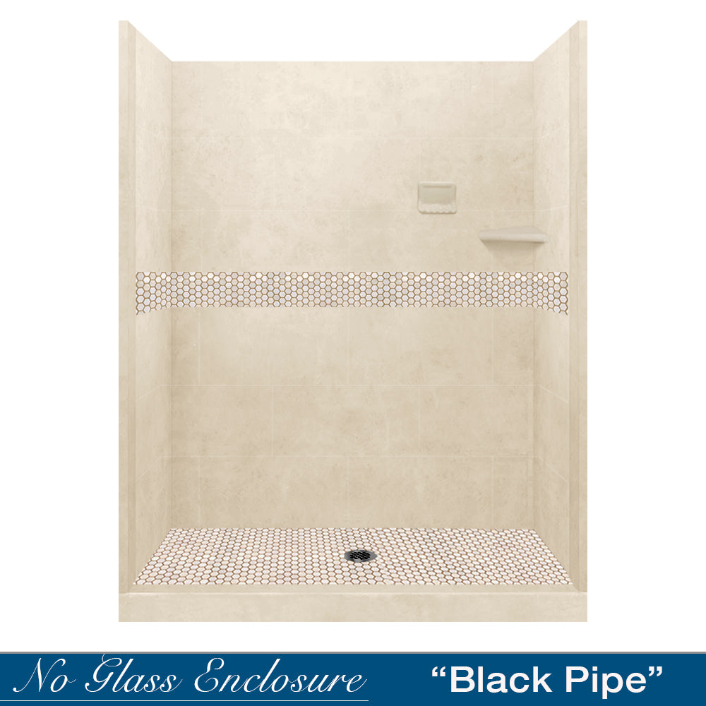60 Alcove Desert Sand Sistine Stone & Honey Hex Mosaic Tile - DIY Shower Remodel Kit for Bathroom Wall & Floor Backsplash - Perfect for Home Renovation, Spa Style Decor, and Modern Interior Design