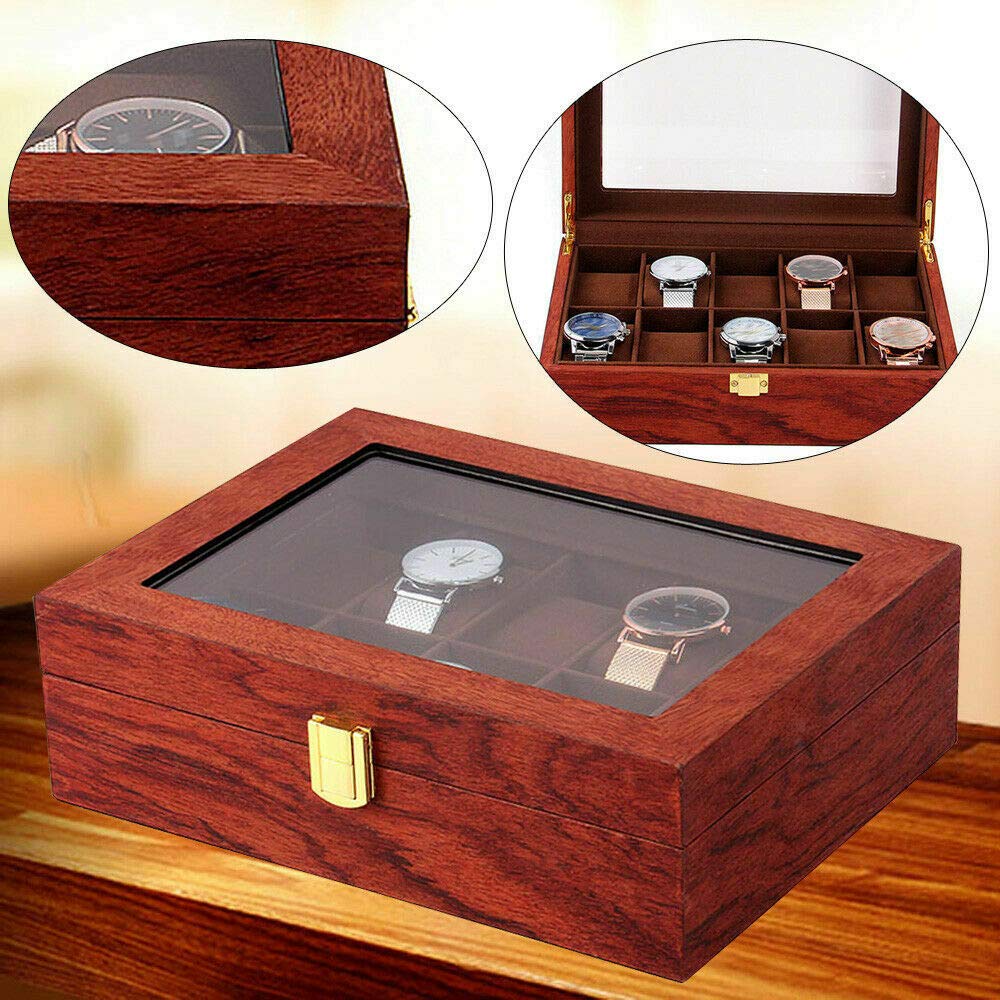 Automatic Rotating Watch Winder Display Case - 10 Slot Luxury Watch Storage Box for Men & Women with Jewelry Organizer | Perfect for Watch Collections, Jewelry Display & Home Decor