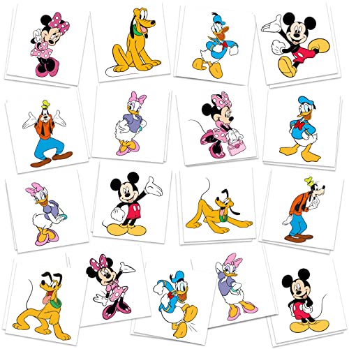 Mickey Mouse Birthday Party Supplies - 34Pcs Temporary Tattoos for Kids, Removable Tattoo Stickers for Goody Bags, Party Favors & Decorations | Perfect for Disney Themed Birthday Parties, Baby Showers & Kids Events