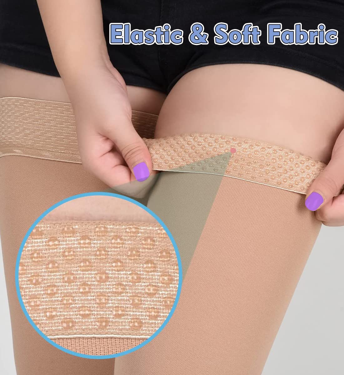 Medical Thigh High Compression Stockings 15-20 mmHg for Women & Men - Footless Firm Support Hose with Silicone Grip - Varicose Vein Relief, Swelling Reduction - Perfect for Travel, Pregnancy & Post-Surgery Recovery