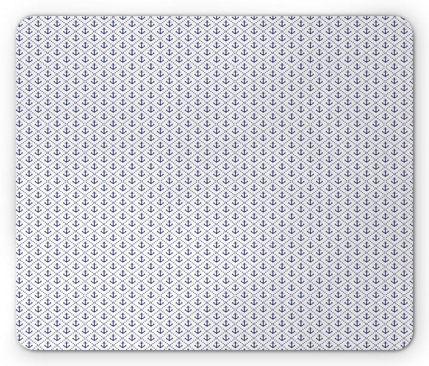 Ambesonne Nautical Mouse Pad with Anchor & Diamond Dot Pattern - Non-Slip Rubber Mousepad for Office & Gaming (Standard Size, Navy Blue & White) - Perfect for Marine Enthusiasts & Sailors