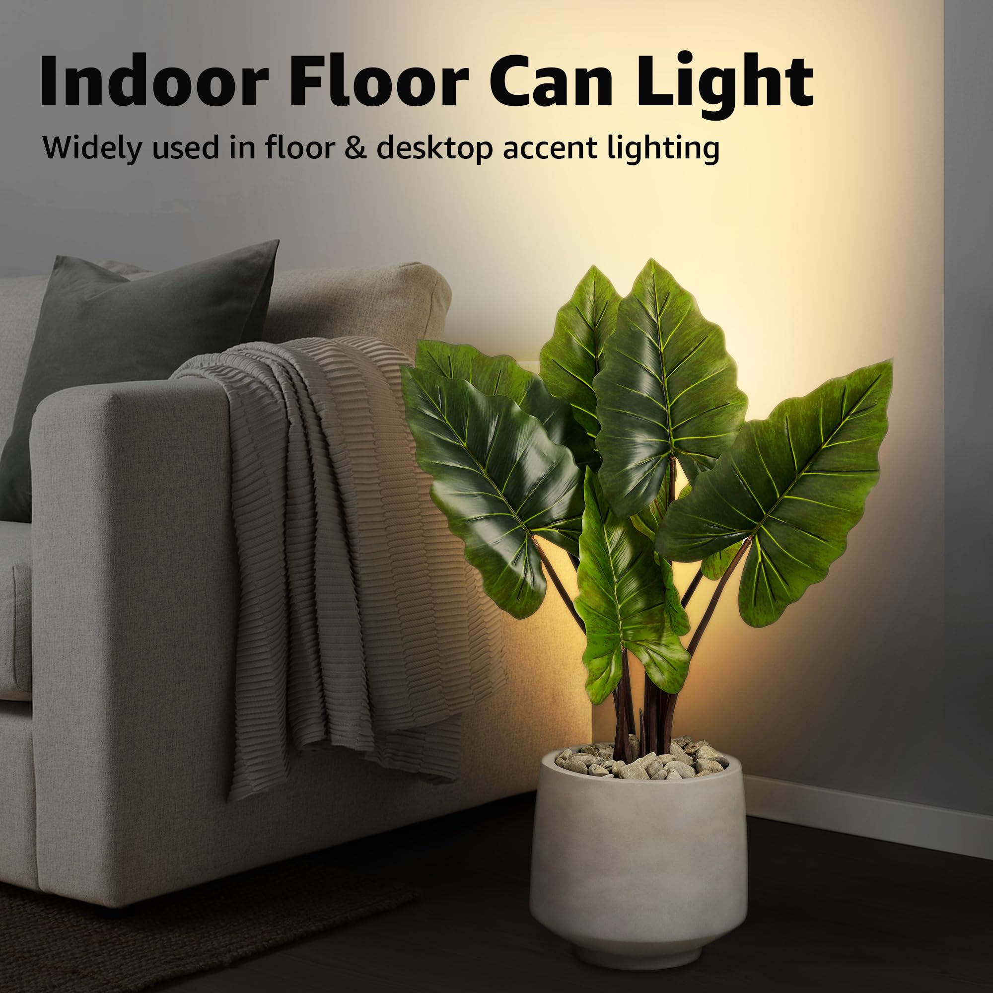 SUNVIE 4 Pack 5W GU10 Uplights - 2700K Warm White Indoor Spot Lights with 5.9ft Cord & Foot Switch for Home Plants, Picture Lighting, Wall Wash & Accent Decor