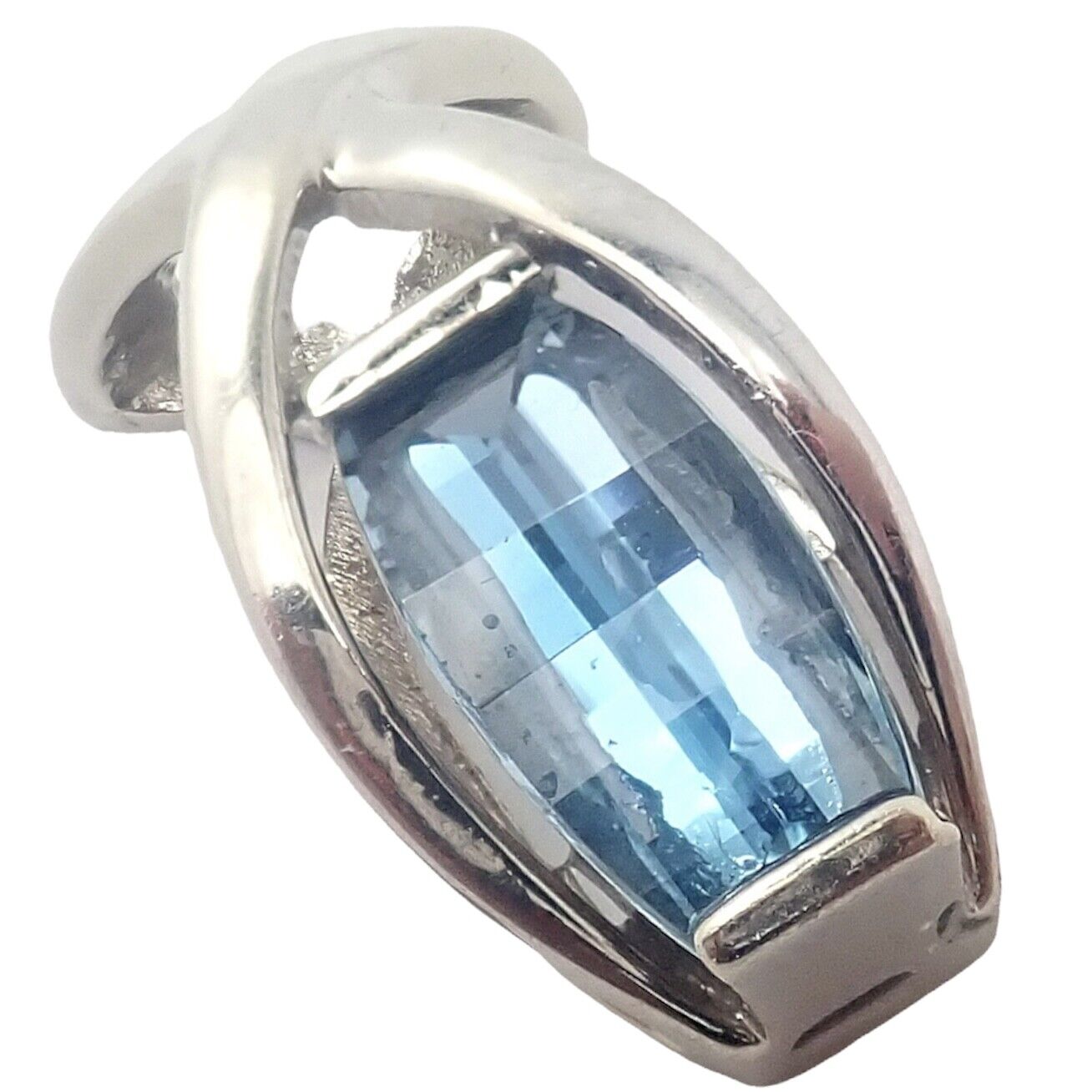Vintage 14k White Gold Blue Topaz Slider Pendant Necklace - Elegant Jewelry for Women, Perfect for Weddings, Parties & Special Occasions