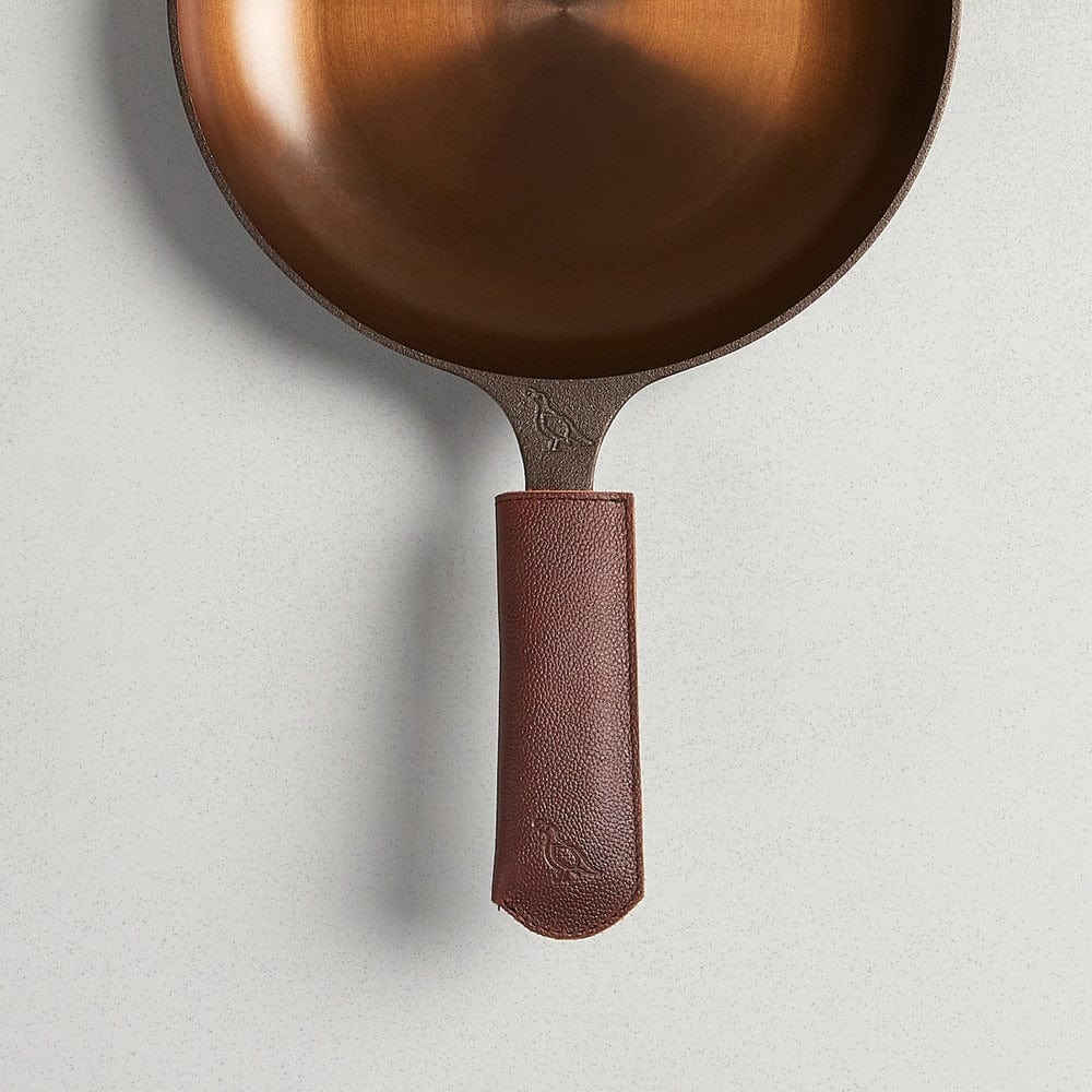 Smithey Ironware Extended Length Leather Handle Sleeve - Premium Cast Iron Cookware Accessory for Dutch Ovens & Skillets - Perfect for Camping, Outdoor Cooking & Kitchen Use