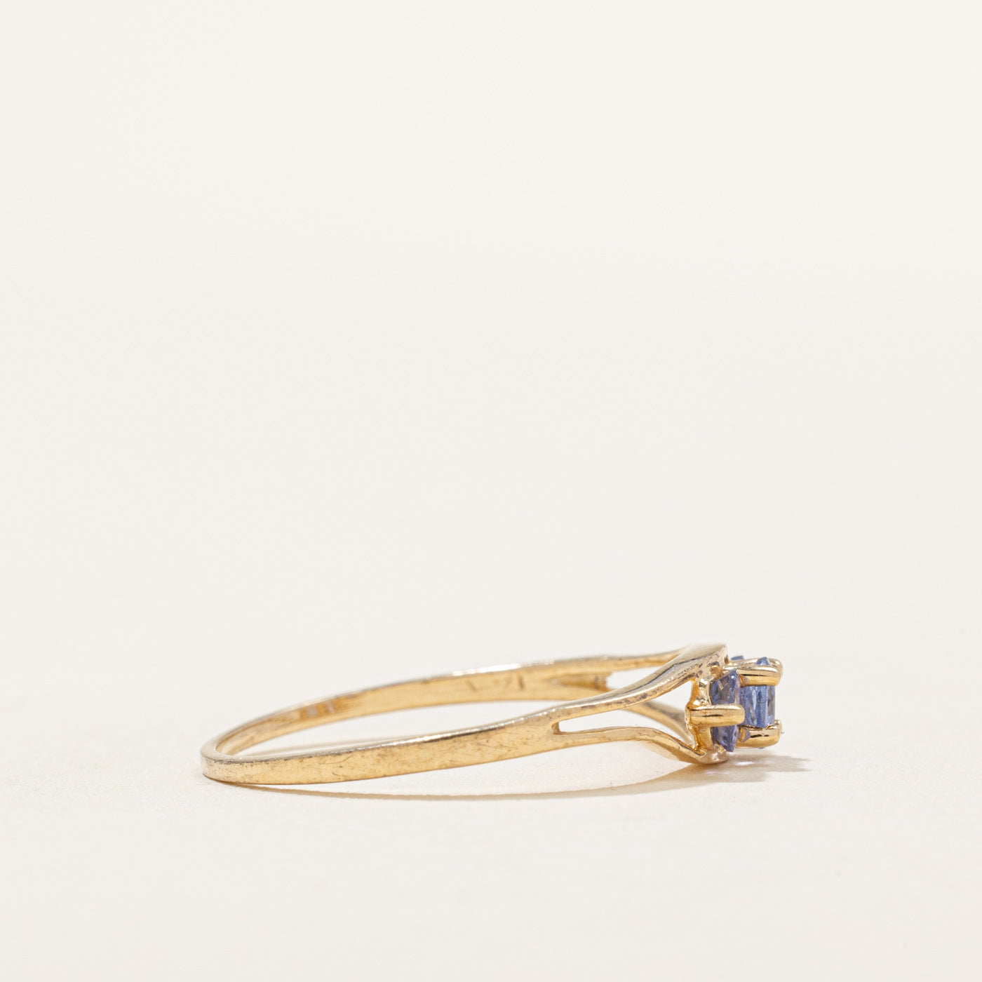 Exquisite Three Stone Tanzanite Open Shank Ring | 0.25ctw Tanzanite Gemstone | Size 7.5 | Elegant Jewelry for Women | Perfect for Anniversary, Engagement & Special Occasions