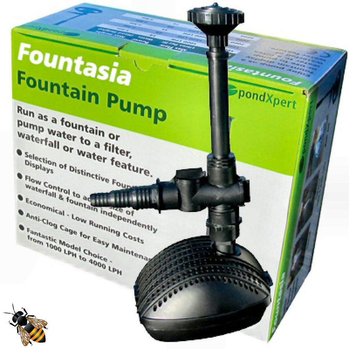 Fountasia 1000-4000L/H Submersible Fountain Pump for Ponds, Waterfalls & Fish Tanks - Quiet & Energy Efficient Water Feature Pump for Outdoor Garden Decor, Backyard Landscaping & Aquatic Ecosystems