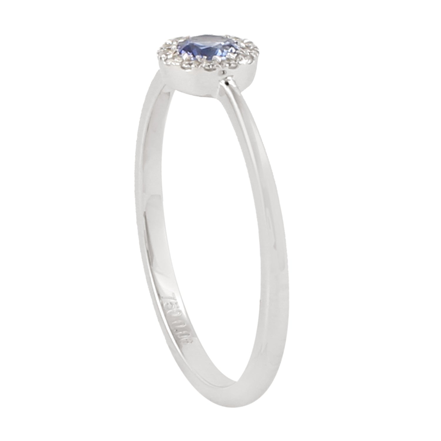 18K White Gold Blue Sapphire & Diamond Ring for Women - Elegant Jewelry Gift for Anniversary, Engagement & Special Occasions