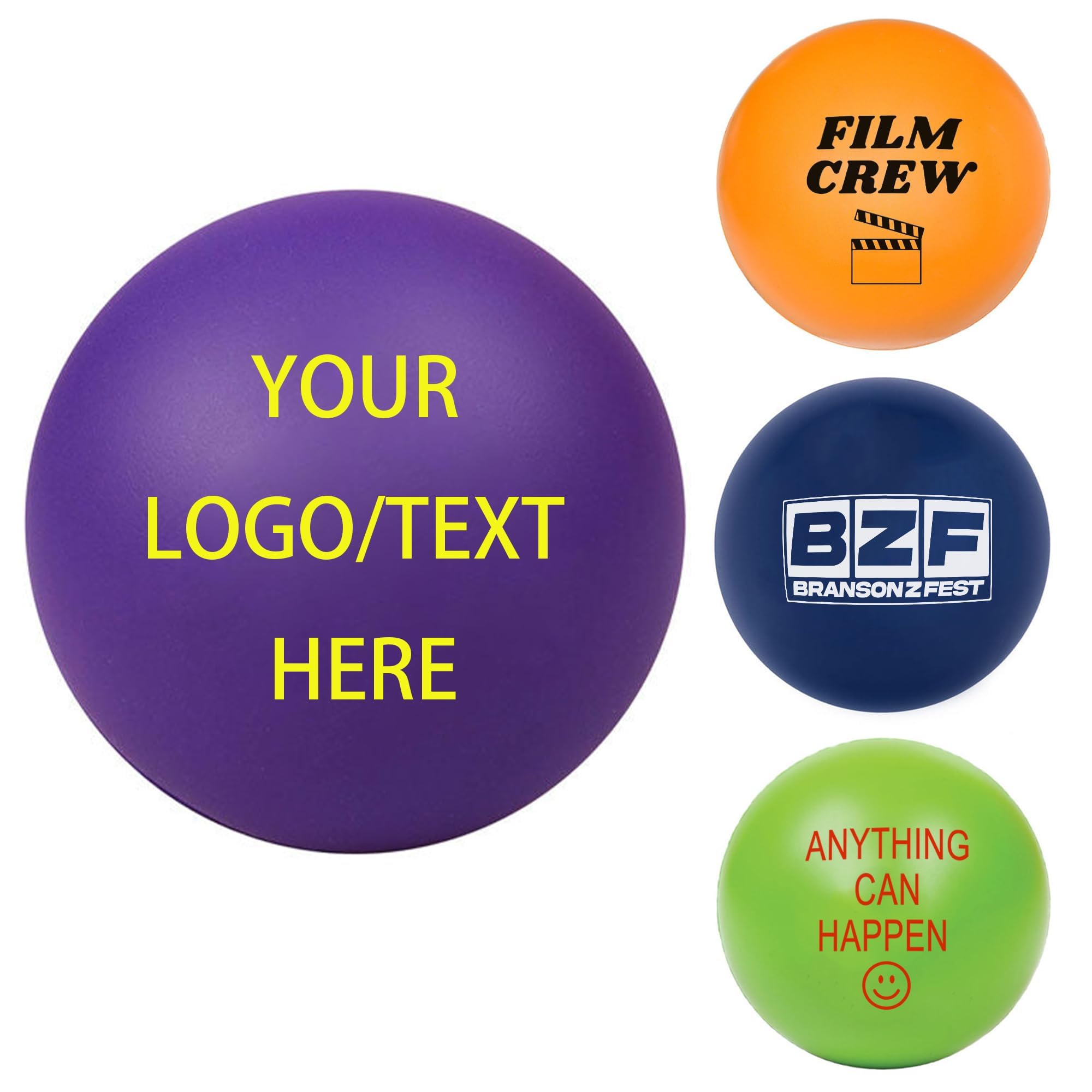 100PCS Custom Bulk Stress Relief Foam Balls - Personalized Round Foam Stress Balls with Logo/Text/Email/Phone/QR Code - Perfect for Corporate Gifts, Promotional Items, Trade Shows, and Office Stress Relief