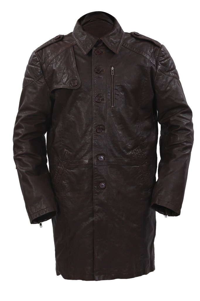Men's Distressed Brown Leather Trench Coat - Military Style Long Coat for Winter | Perfect for Outdoor Adventures, Casual Wear & Fashion Statements