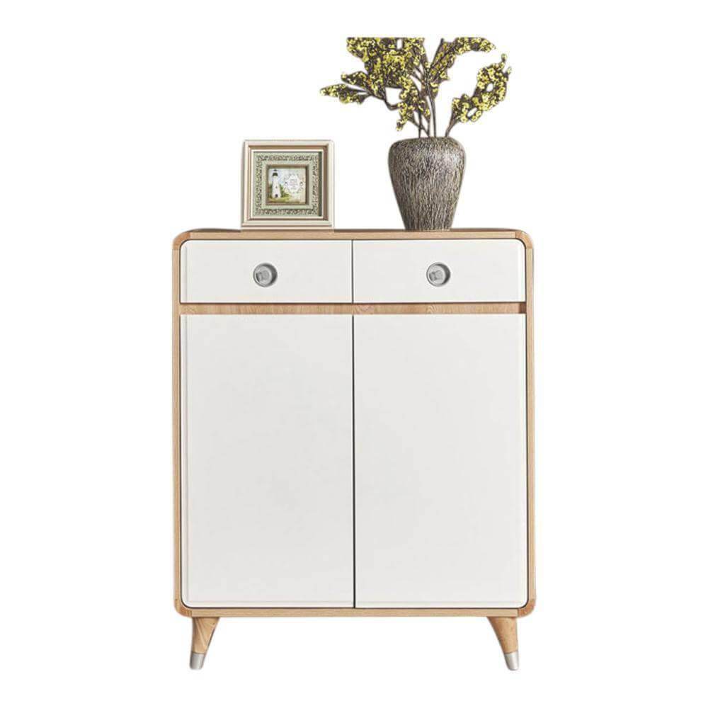 Epsilon II Shoe Cabinet - Modern Entryway Storage Organizer with 8 Pairs Capacity, Space-Saving Design for Hallway, Closet & Mudroom Organization (White) | Perfect for Small Apartments & Home Entryways
