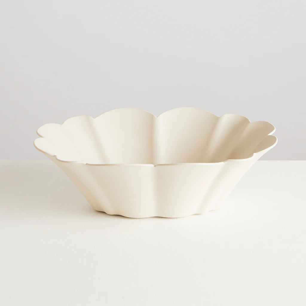 MAISON BALZAC Cloud Serving Basket/Bowl - Elegant Ivory Handwoven Rattan Fruit Bowl for Dining & Entertaining | Perfect for Parties, Picnics & Home Decor