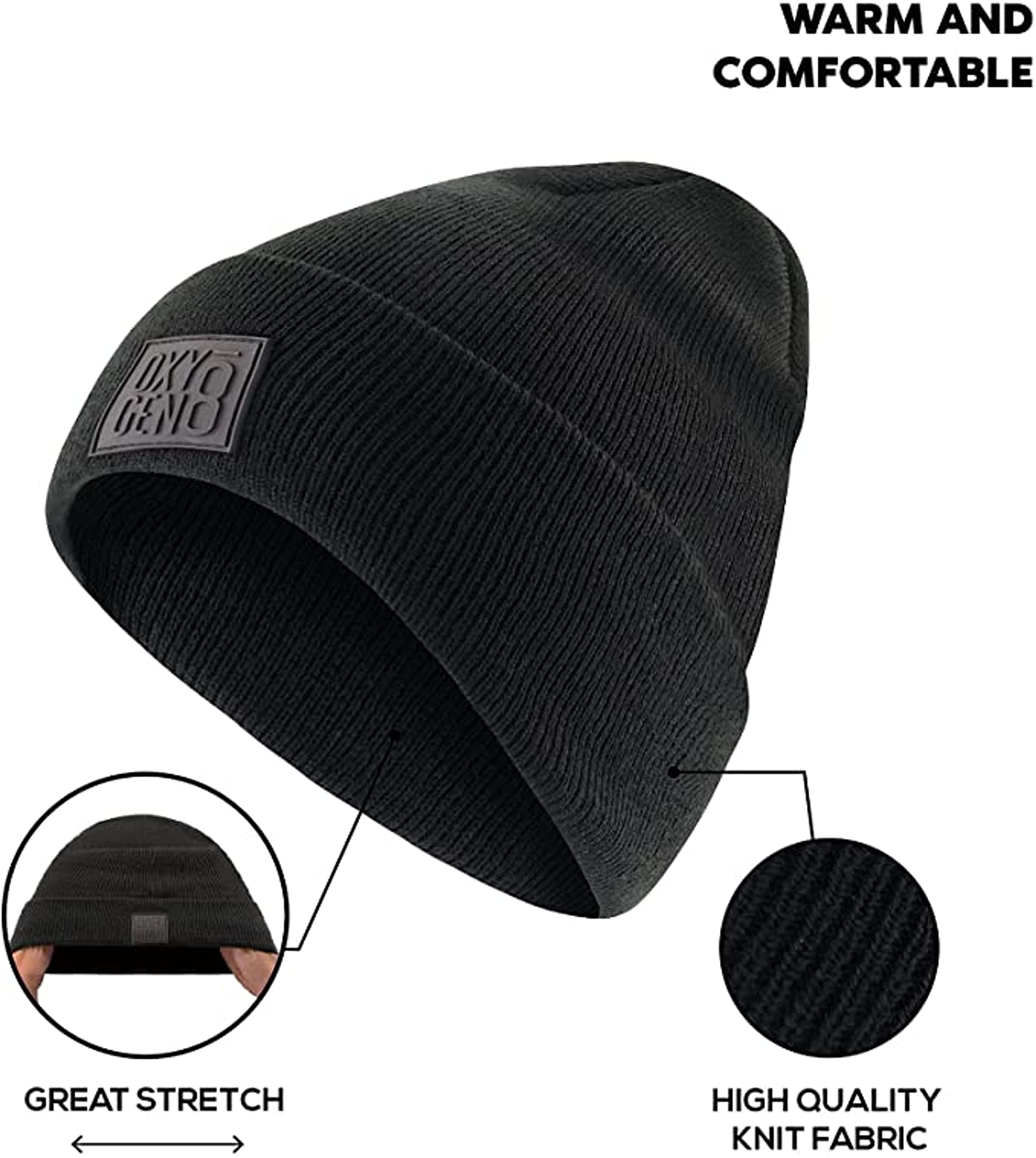 Soft & Stretchy Unisex Beanie Hats for Men & Women - Warm Cuffed Skull Knit Winter Hats - Perfect for Skiing, Snowboarding & Cold Weather Activities