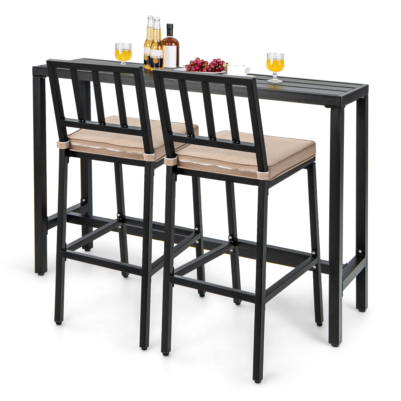 COSTWAY 3-Piece Outdoor Patio Bar Set - 55