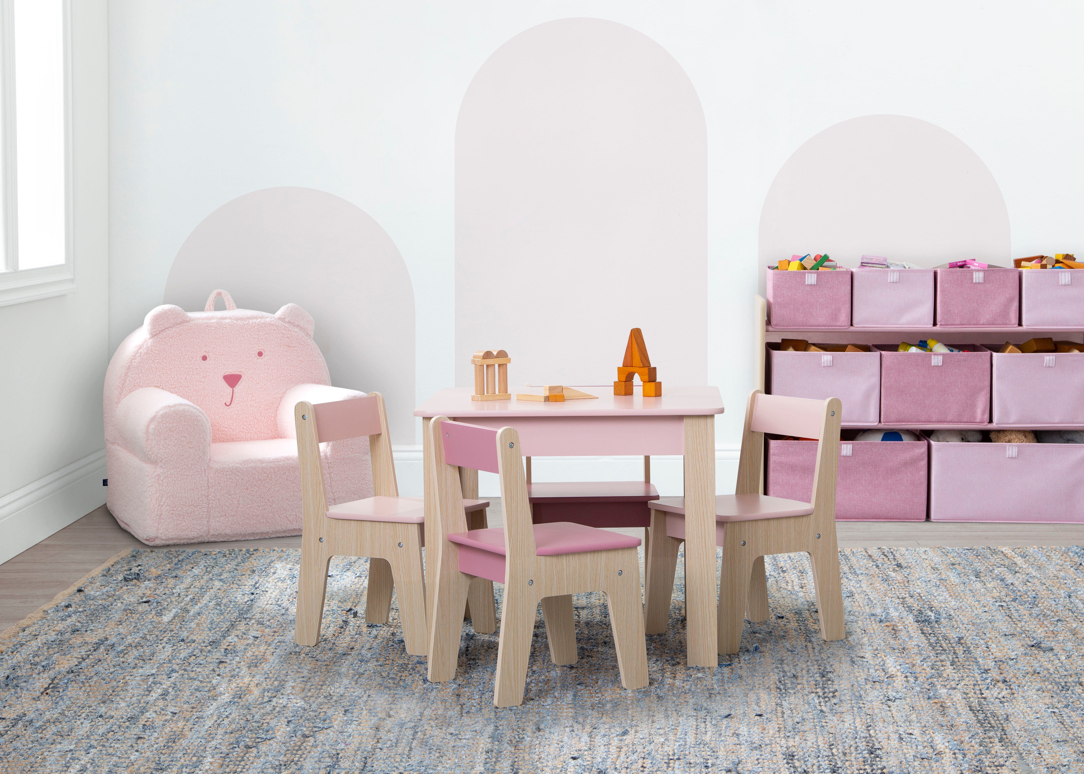GapKids Table and 4 Chair Set - Wooden Kids Furniture for Dining, Studying & Play - Perfect for Playroom, Classroom or Children's Bedroom