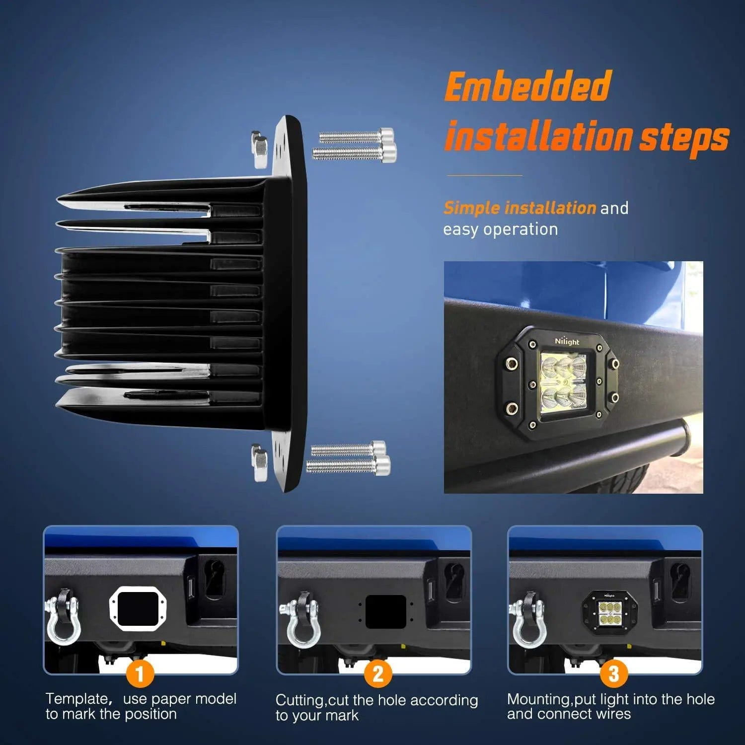 4.8 Inch 18W Flush Mount LED Work Light Kit - Waterproof Flood Light with 10FT Wire & 3Pin Switch - Perfect for Garage, Workshop, and Outdoor Lighting