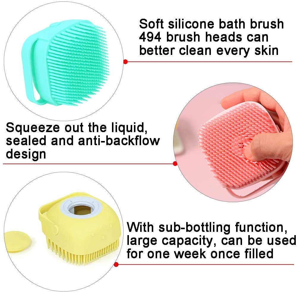 Premium Silicone Body Brush & Shower Scrubber with Built-in Gel Dispenser - Exfoliating Massage Brush for Scalp, Skin & Hair Care - Soft Bath Massager & Loofah Brush for Spa, Shower & Relaxation at Home