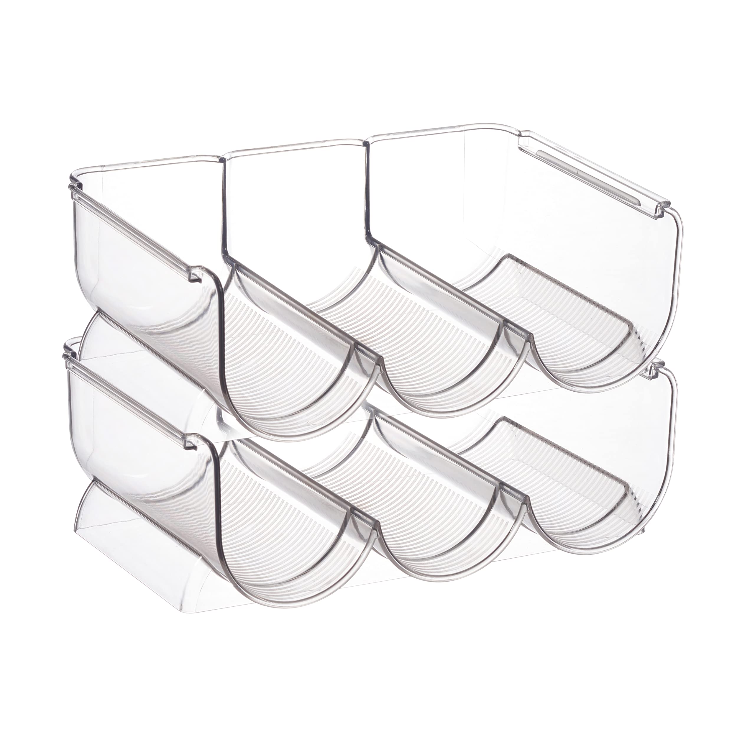 2 Pack Stackable Plastic Water Bottle Holders - Kitchen Pantry & Refrigerator Storage Bins Organizer - Wine & Beverage Bottle Stand for Home Organization - Countertop Cabinet Rack (Perfect for Kitchen, Pantry, Fridge & Office Storage)