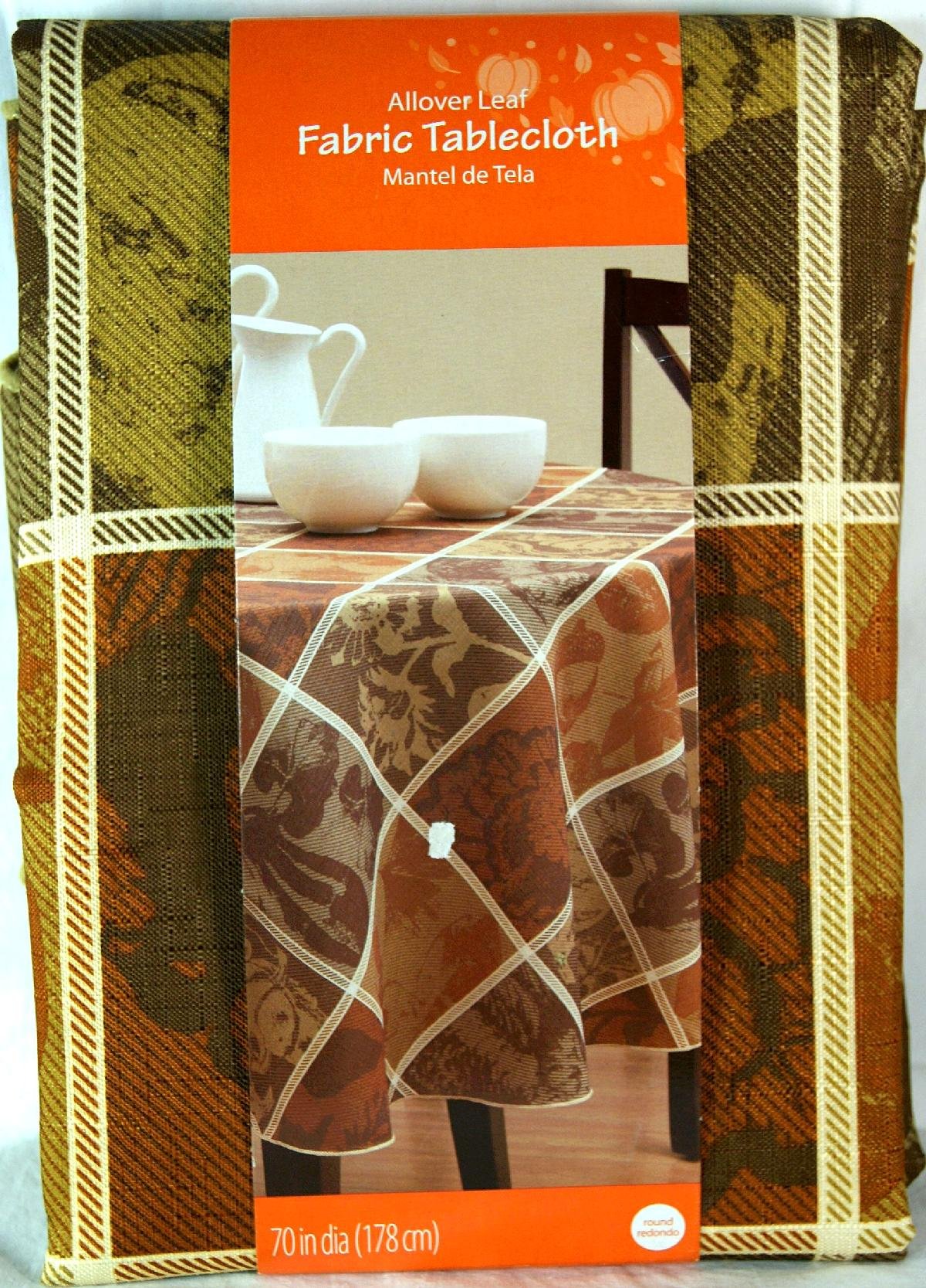 Harvest Plaid Tablecloth 70 Round - Premium Fabric Dining Table Cover for Thanksgiving, Christmas & Fall Decor - Perfect for Holiday Parties & Family Gatherings
